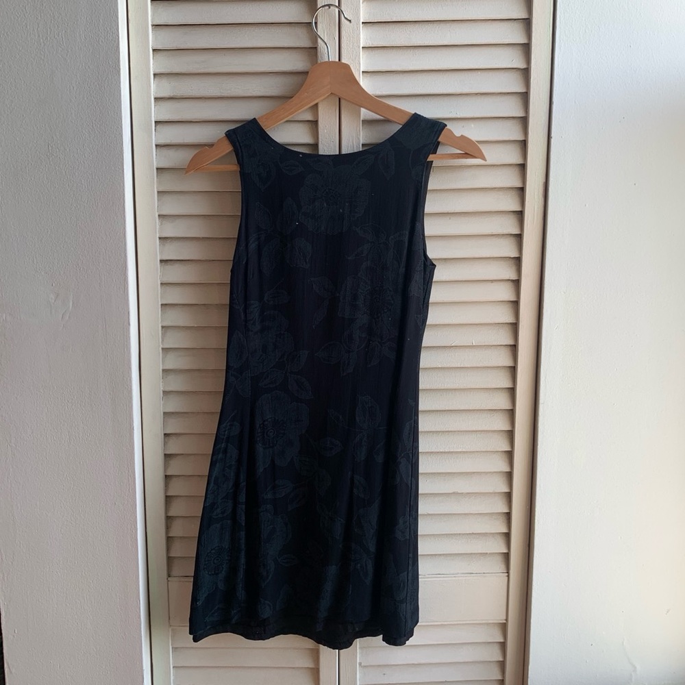 90s Rampage black floral mini shift dress